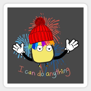 RAINBOW HAIR CARTOON GIRL I CAN DO ANYTHING FUNNY Sticker